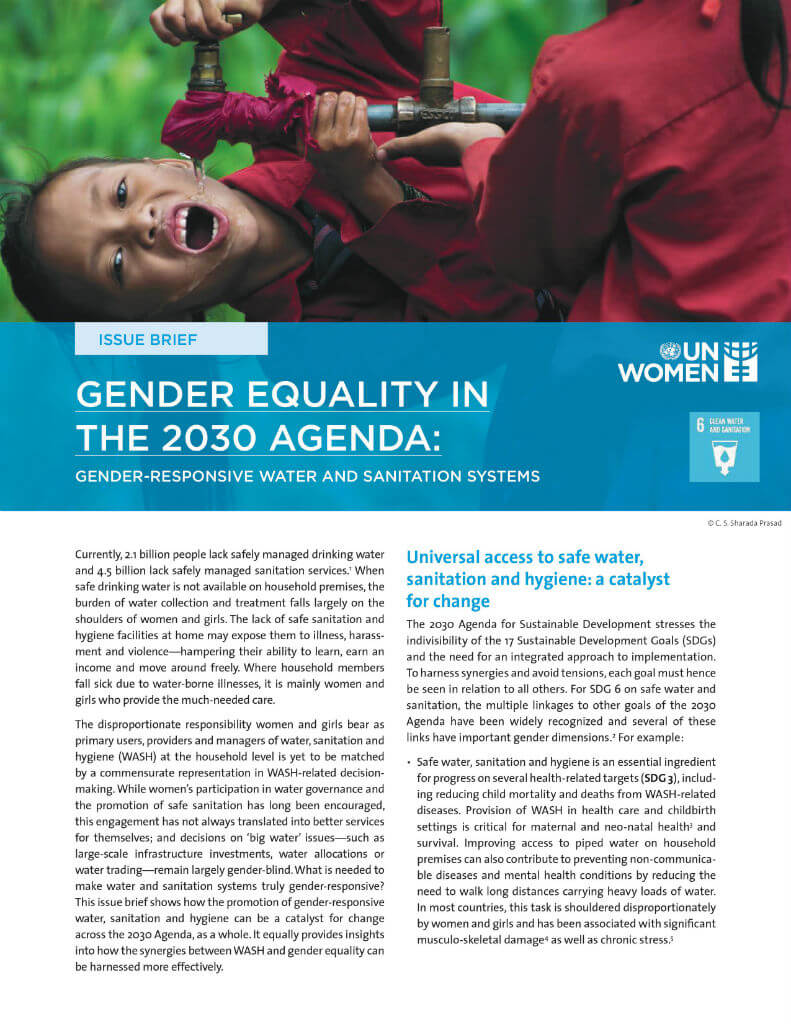 Gender Equality In The 2030 Agenda Gender Responsive Water And Sanitation Systems Un Women 7125